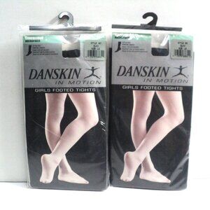Danskin Girl's Footed Tights Sz L Style# 607 Black Dance, Cheer Lot of 2 NEW